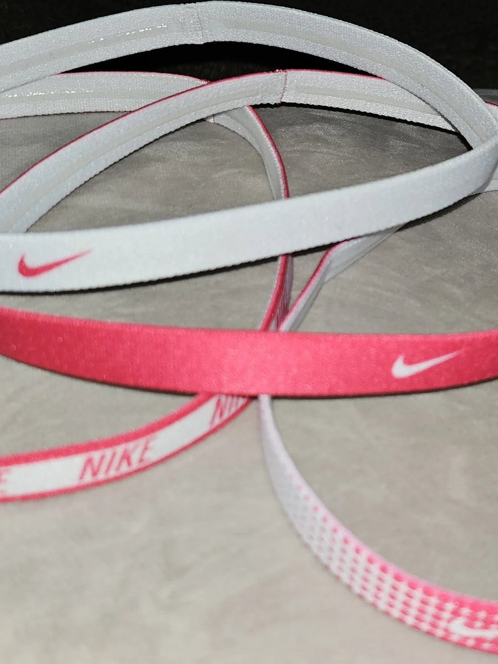 Nike Pink and White Elastic Sports Headbands - Set
